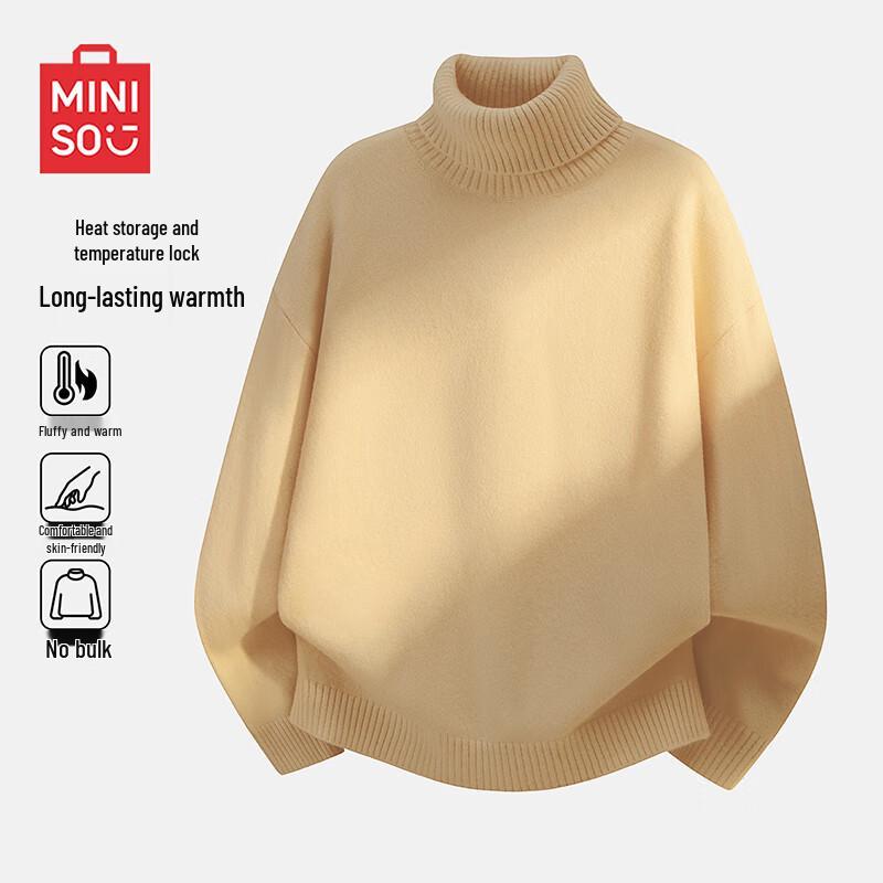 

MINISO Men s Fleece-Lined High-Collar Knit Sweater XL