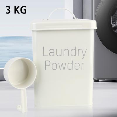 Laundry Detergent Storage Box 3KG Washing Powder Barrel with Measuring Cup High Capacity Grain Storage Case