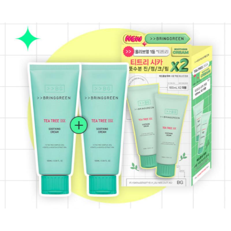 Bring Green Tea Tree Cica Soothing Cream Plus 100ml Double Set (NEW)