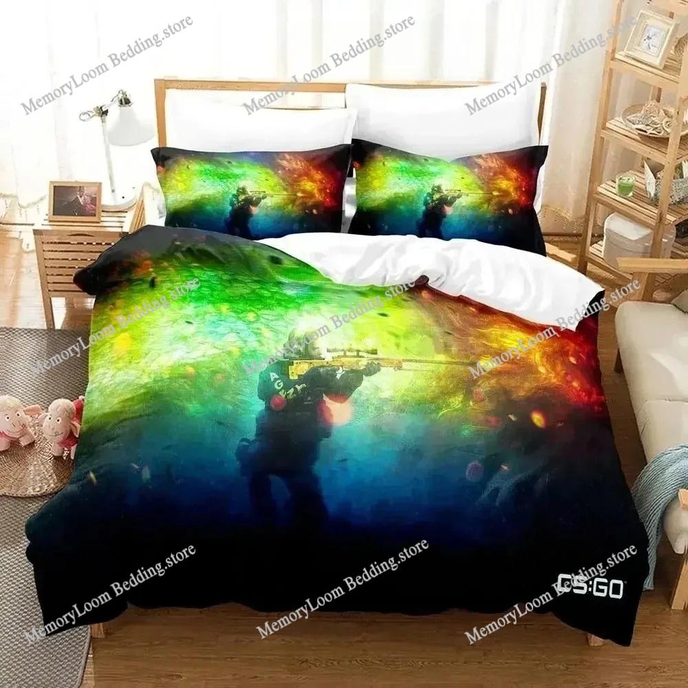3D Print Fashion Shooting Game Csgo Bedding Set Boys Girls Twin Queen King Size Duvet Cover Pillowcase Bed Boys Adult Bedroom