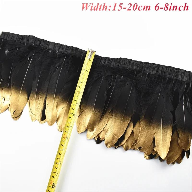 1Meters White Black Pheasant Feathers On Tape Ribbon Turkey Ostrich Fringe Feather Trim Goose Marabou Sewing Clothes DIY Plumes