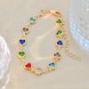 Wind Candy Color Love Zircon Bracelet Women'S Light Luxury Fashion Versatile Niche Retro Peach Heart Jewelry