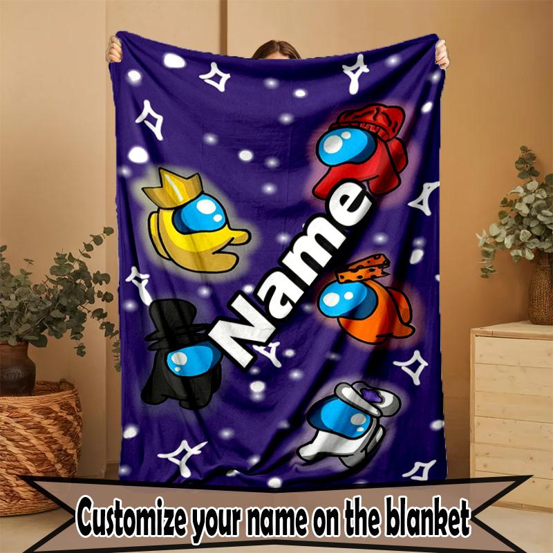 Custom Name Personalized Among Us Print Blanket, Home Decor, Bedroom, Sofa, Camping, Couch, Gifts for Birthday ChristmasEnthusiasts