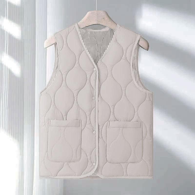 Autumn and winter vest women fleece thickened middle-aged and old mother short wear cotton-padded clothes, fragrant wind sleeveless thermal vest