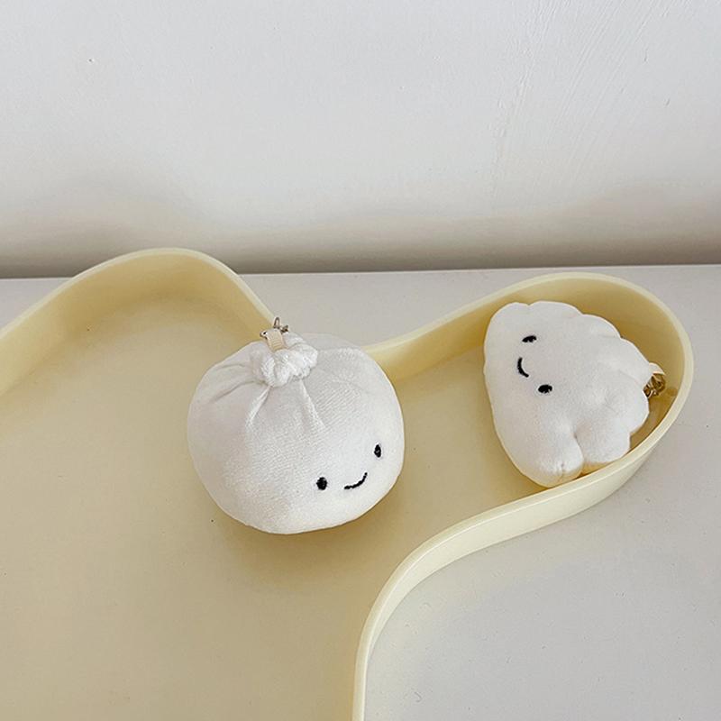 Cute Dumpling Plush Doll Keychain Pendant Cotton Stuffed Cartoon Dumpling Plush Toy Keyring Charm Backpack Hanging Decoration