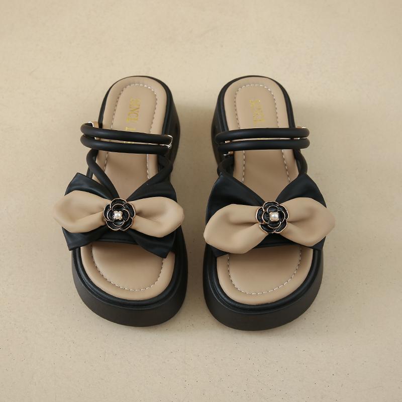 Домашние тапочки на платформе женские роскошные туфли шлепанцы Pantofle дизайнерские мягкие плоские туфли лето 2025 повседневная мода досуг женская обувь Ho 35 чёрный 1980₽