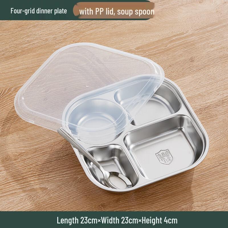 Stainless Steel Divided Lunch Tray with Lid