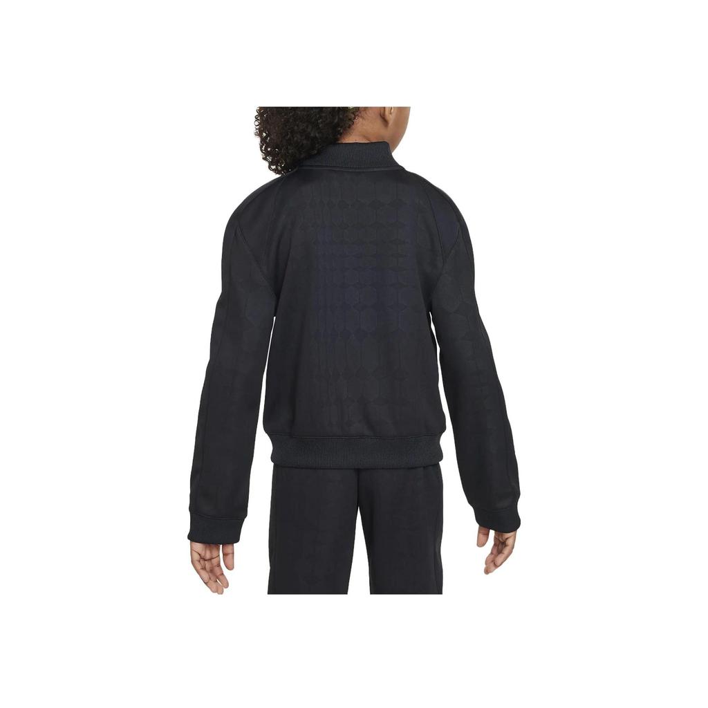 Nike Solid Color Round Neck Zipper Long Sleeve Jacket Kids jackets Black FD3126-010