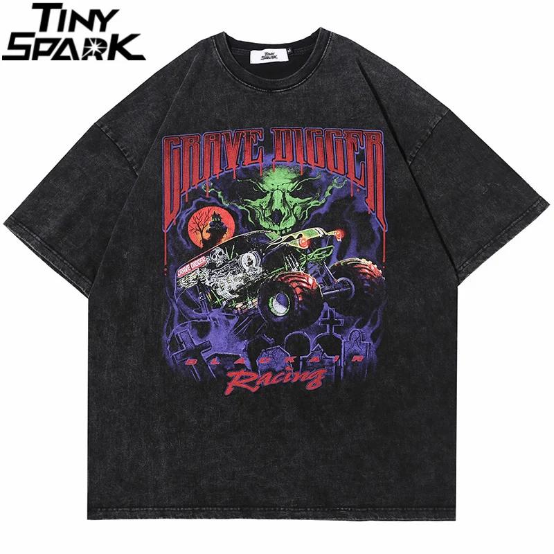 T Shirt Streetwear Men Oversize Hip Hop TShirt Devil Racing Harajuku Tshirt Summer Short Sleeve Cotton Loose Tops Tees