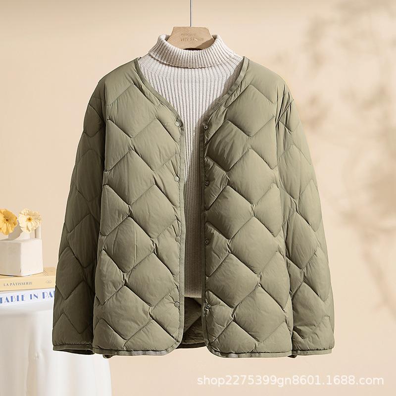 2026 Autumn and Winter New Cloud Light Down Jacket Women's Short Light Down Liner Crew Neck Casual Jacket Jacket