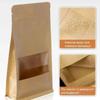 50pcs Widen Side Seal Kraft Paper with Matte Window Stand Up Bag Tea Nut Seal Up Package Bags Moisture-proof Zipper Show Pouch
