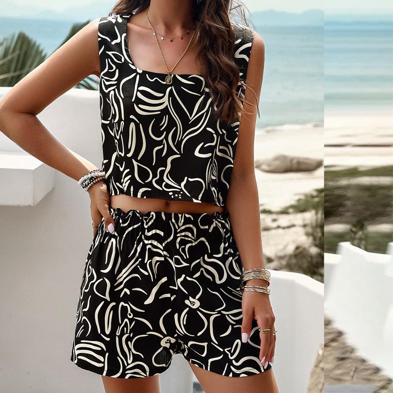 Женский повседневный жилет с принтом из двух частей XL чёрный — фото 11