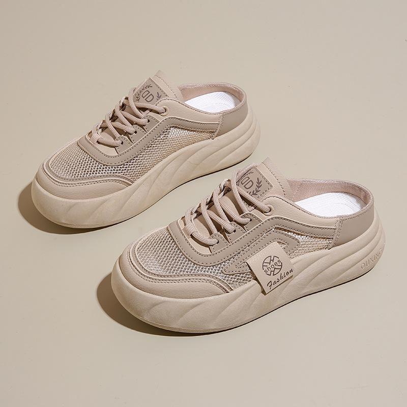 Małe białe buty damskie letnie nowości grube podeszwy codzienne damskie buty siateczkowe oddychające półpantofle trendy
