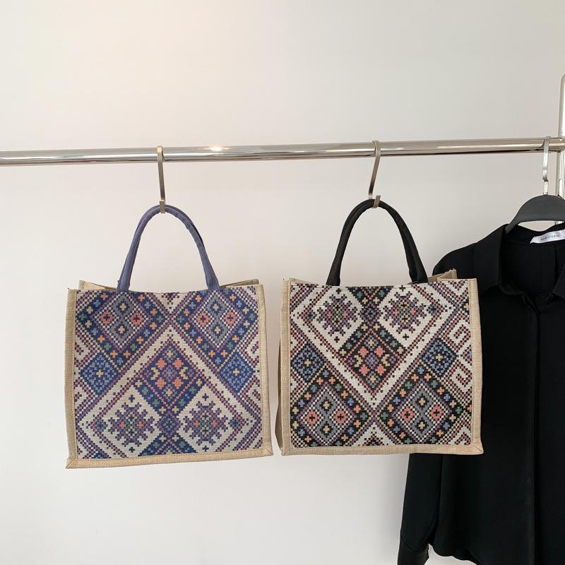 2023 Summer Ethnic Cotton Linen Tote: Stylish, Versatile, Trendy Jacquard Women's Bag