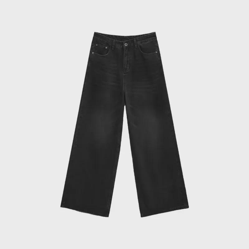 Men's Autumn Retro Flared Jeans: Trendy Loose, Wide-Leg Straight-Fit Trousers
