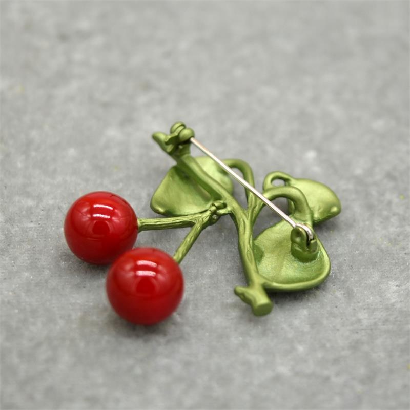 European American Chic Style Fashionable Plants And Trees Antique Palace Retro Cherry Branch Literary Temperament Paint Corsage BroochFashion Jewelry