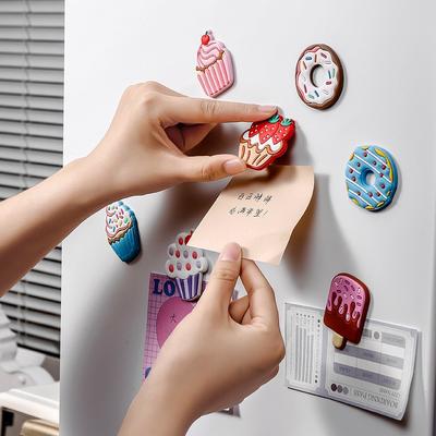 Soft Rubber Cake, Fridge Magnet, Magnetic Sticker, Doughnut, Creative Cartoon Magnetic Sticker, Ice Cream