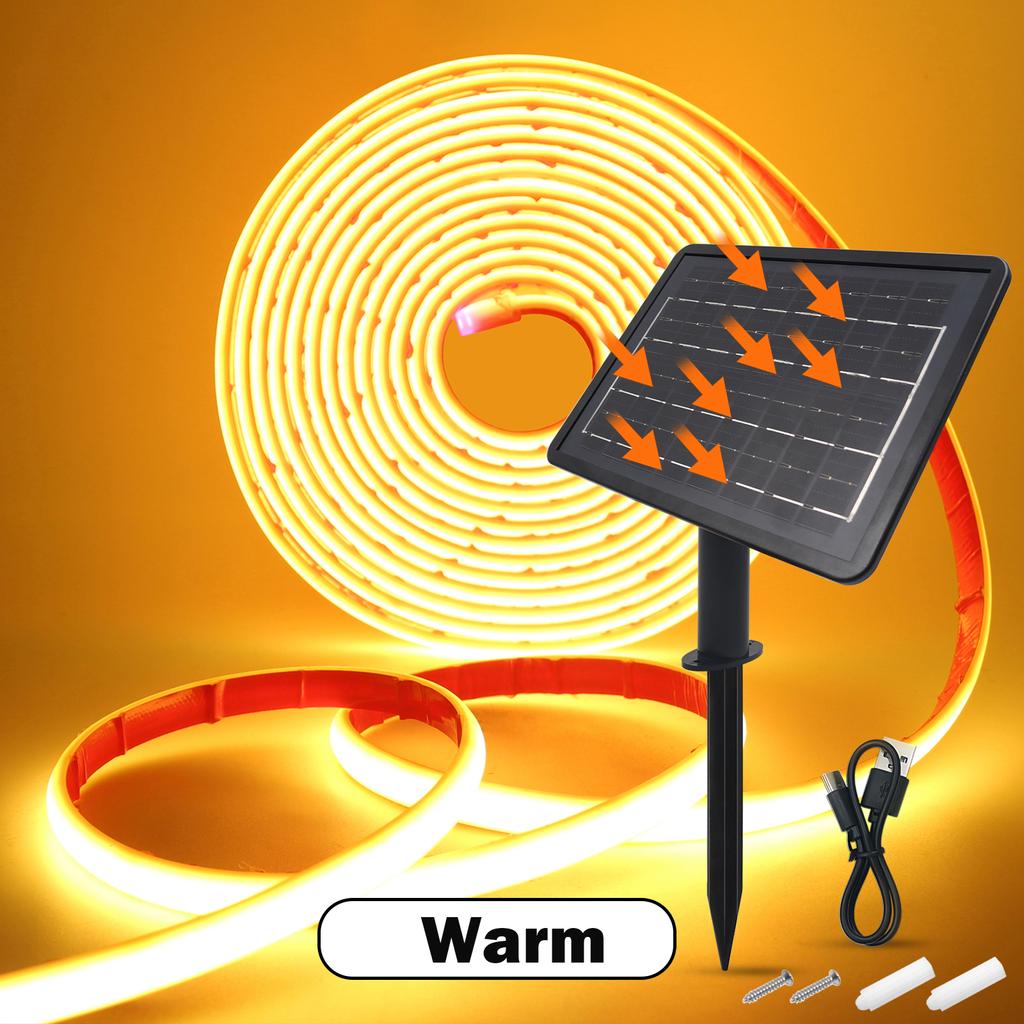 DC24V Solar COB Neon Strip IP68 Waterproof 320Leds/M Red/Yellow/Blue/White Flexible Ribbon Rope Light Dimmable Linear Lighting