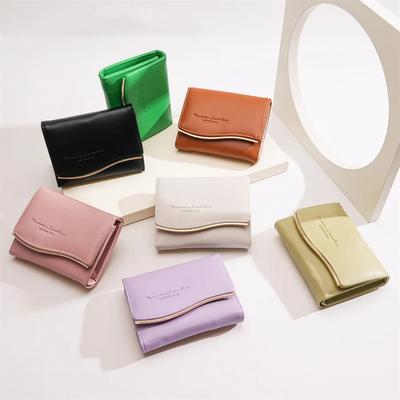 Luxury Korean Ultrathin Short Wallet Multiple Card Slots Solid Color Coin Bag PU Leather Money Bag Women Mini  Clutch