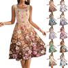 Ladies' Square Neck Floral Sleeveless Dress with a Large Swing