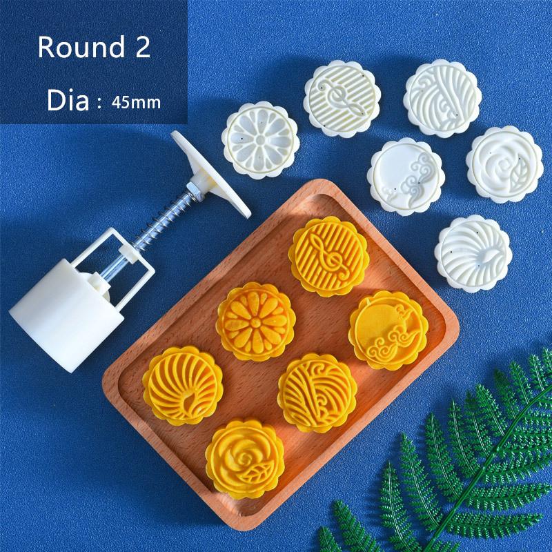 5/6Pcs Mooncake Mould Hand-Pressure Square/Flower/Fan Shaped Cookie Mold DIY Pastry Tool for Mid-Autumn Festivals Decoration