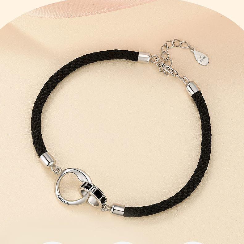 Silver-Plated Mobius Strip Couple Bracelets, Unisex Woven Design, Elegant and Unique for Students