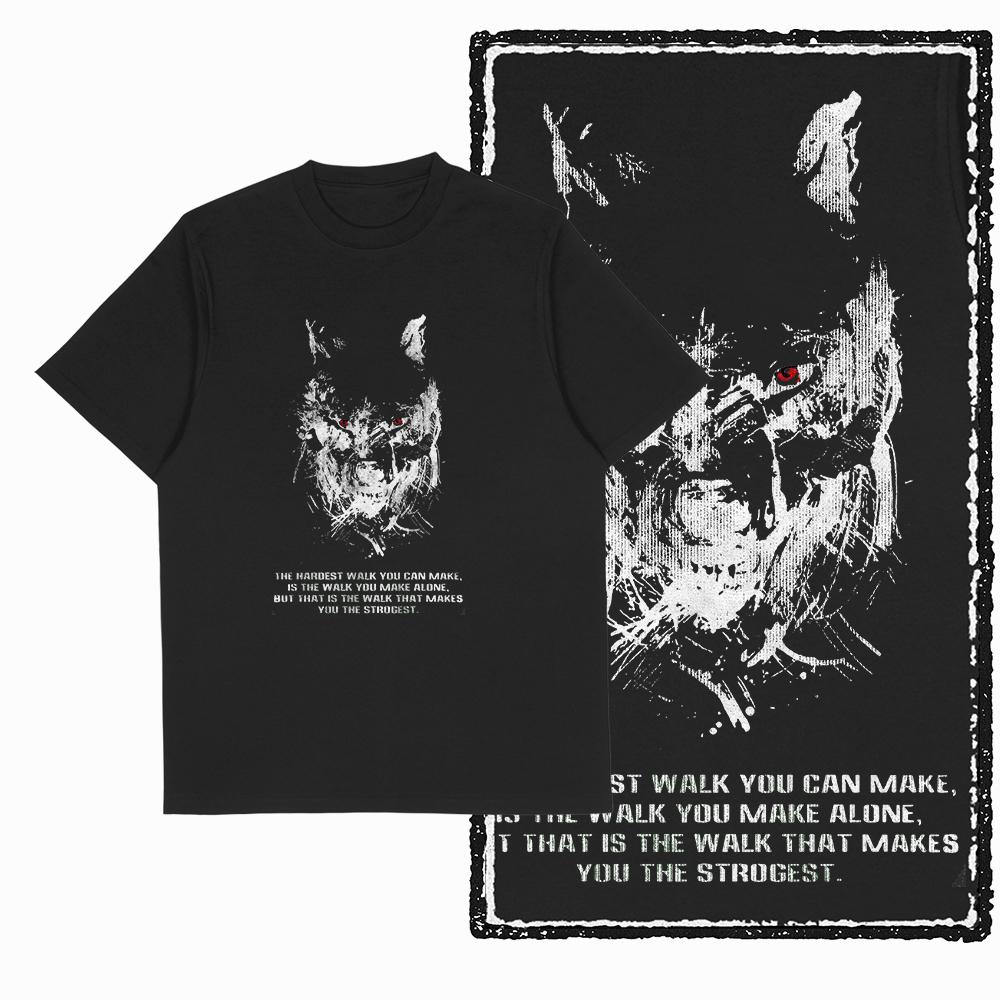 Coolmind MAE 100% Cotton Wolf Printed Exclusive Graphic Men T Shirt Big Size Streetwear Men Tshirt for Men T-shirt Tee Shirts