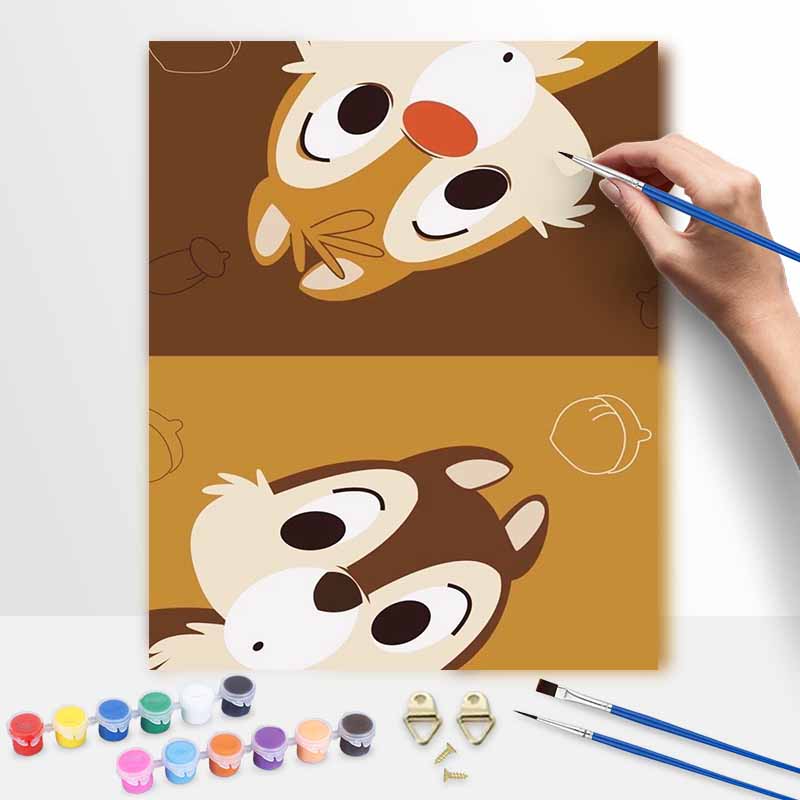 Disney Digital Oil Painting Chip N Dale Diy Coloring Handpainted Filling Home Decoration Gift Set Artistic Canvas Wall Art Decor Kit