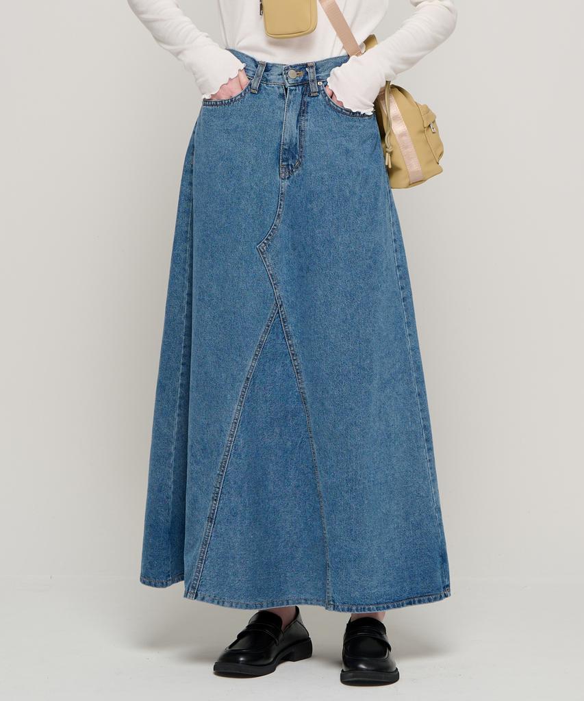 ROIDESROIS Maxi Denim Long Skirt (Blue)