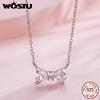 WOSTU Wedding Jewelry Set 925 Sterling Silver Clear CZ Bowknot Necklace Earrings Ring Sweet Bow Knot Jewelry Gift For Girl Lover