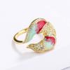 Popular Exquisite  Silver Epoxy Enamel White Zircon Ring For Women Birthday Party Engagement Fashion Jewelry Gift