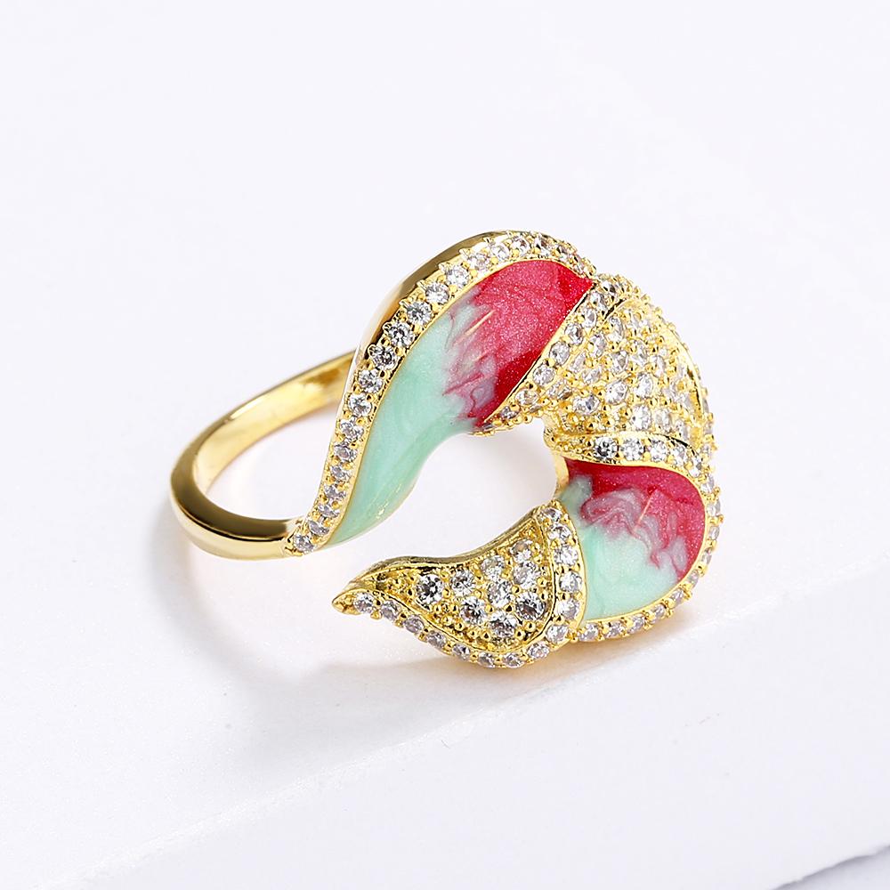 Popular Exquisite Silver Epoxy Enamel White Zircon Ring For Women Birthday Party Engagement Fashion Jewelry Gift