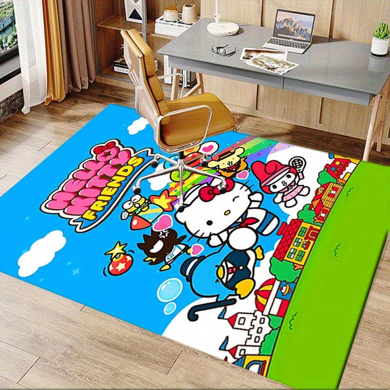 Office Rug Hello Kitty, Friends Anti-Slip Rug, Machine Washable for Living Room, Bedroom, Office, Multiple Sizes, Bedroom Mat, Decorative Mat, Durable