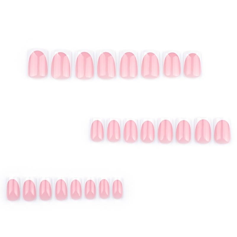 Omber Pink Press On Nail Short Square Gradient Natural Fake Nail Glossy Full Cover False Nail for Women Girls Gifts