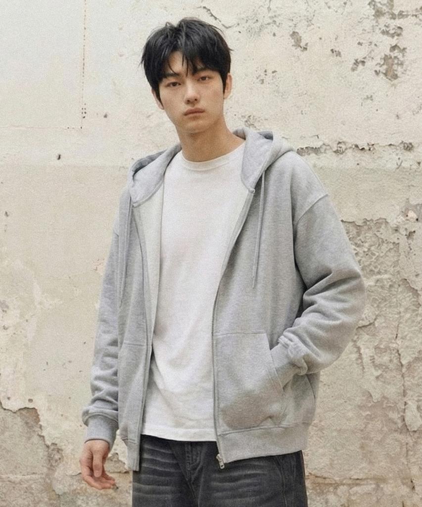 Agod (Fleece-Lined) 1_Way Sweat Hooded Zip-Up [Gray]