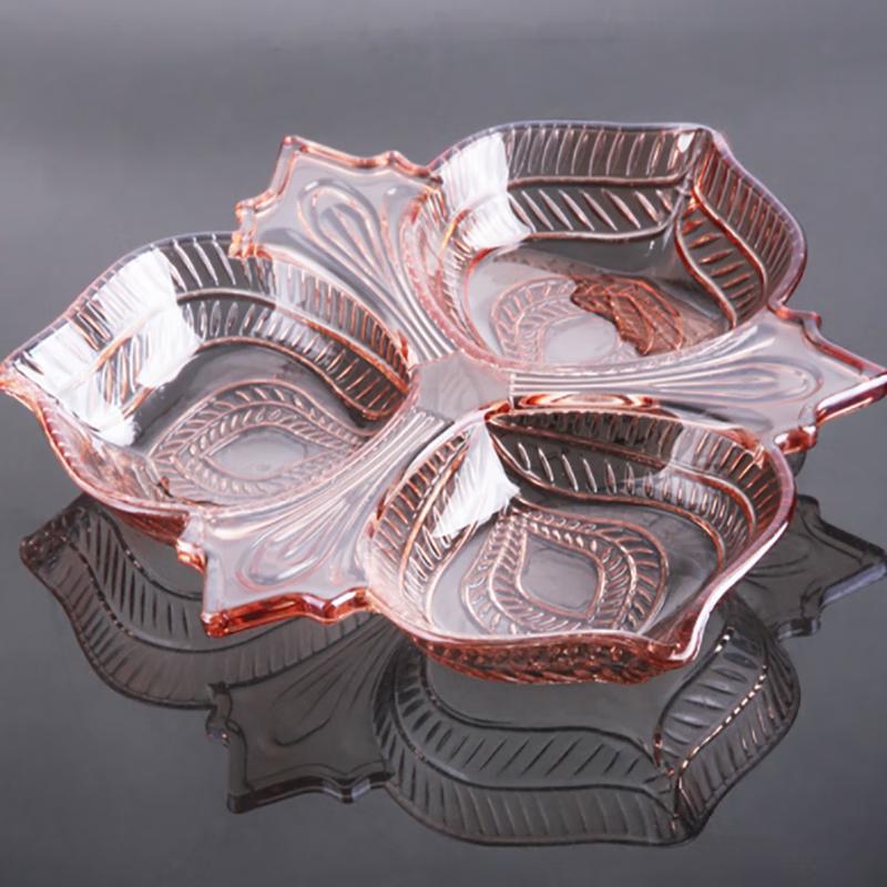 Flavinmci European Crystal Glass Divided Fruit Plate