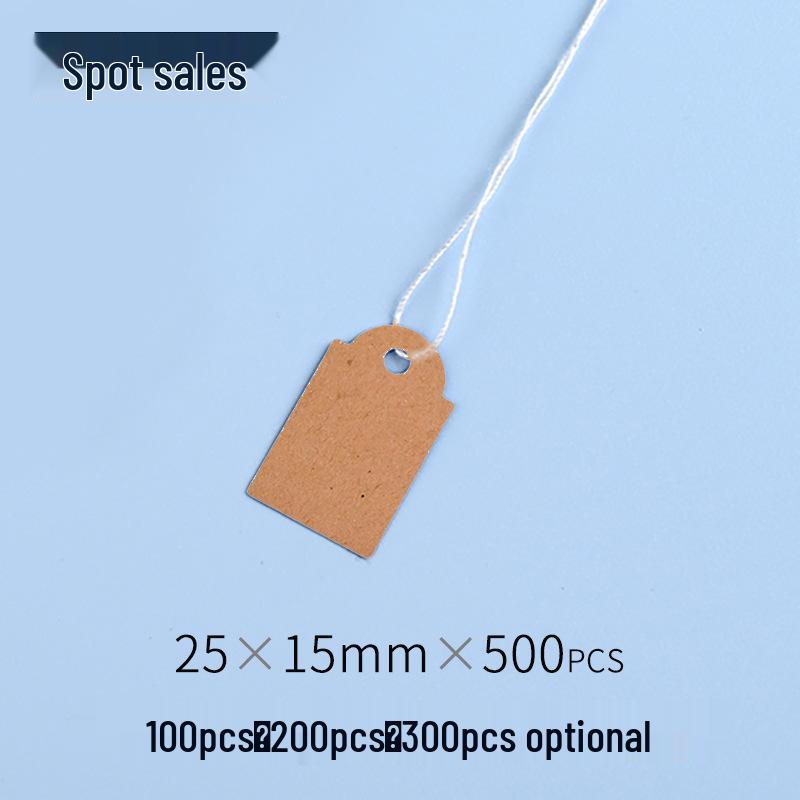 

White Cloud String Hole Paper Tags (15x25mm, 100pcs) - Durable, Handwritten Hanging Kraft Cards