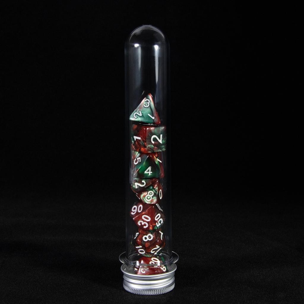7 szt. Wielościenne kostki w mieszanych kolorach z tubą do DND TRPG RPG Cthulhu COC Gra planszowa Drużyna prowadząca Zestaw kości DND