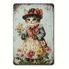 Retro Metal Cat Gardener Wall Art X Inch Vintage Sign for Kitchen Bar Cafe Home Decor