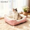 KEMORELA Square Plush Pet Bed for Winter, Pastoral Pet Sofa Bed Macaron-colored Plaid High Elasticity Thickened Comfort Warm