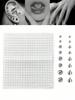 16pcs Mixed Ball & Cone Shape Fake Body Piercing Stickers, Stainless Steel No Need Drilling Nose Ring, Lip Stud