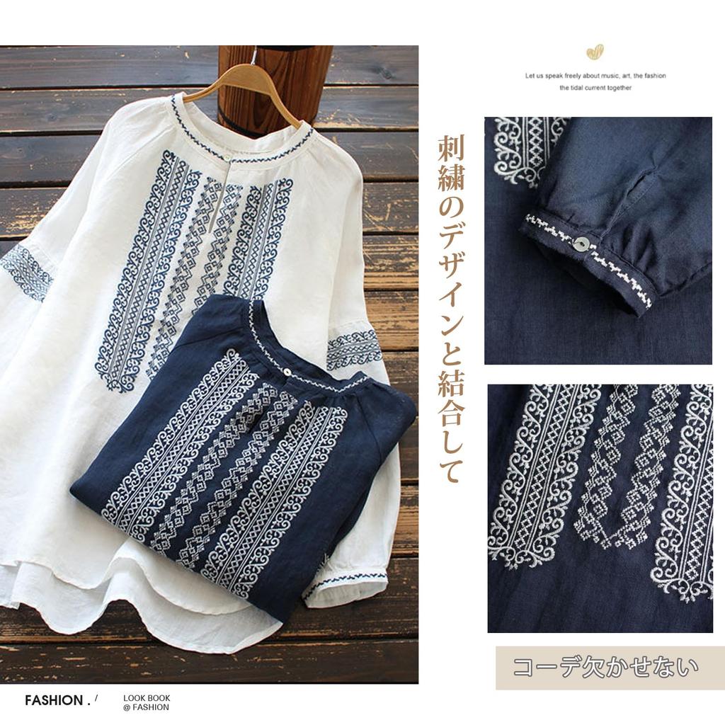 ORWZDCO Long Sleeve Crew Neck with Embroidered Ethnic Loose Perfect for Everyday and Winter Women's T-Shirt Print, Simple, Fit, Slimming, Stylish,