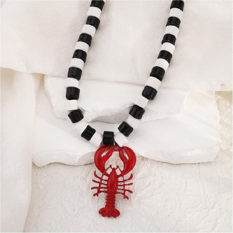 Playful Red Lobster Design Necklace Use Friendly Alloy Enamel Jewelry Lightweight Accessory For Holidays Or Everyday Use