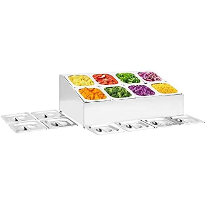 Récipient Gastronorm - vidaXL - GN 1/6 - Acier Inoxydable - 8 Bacs - Couvercles Inclus