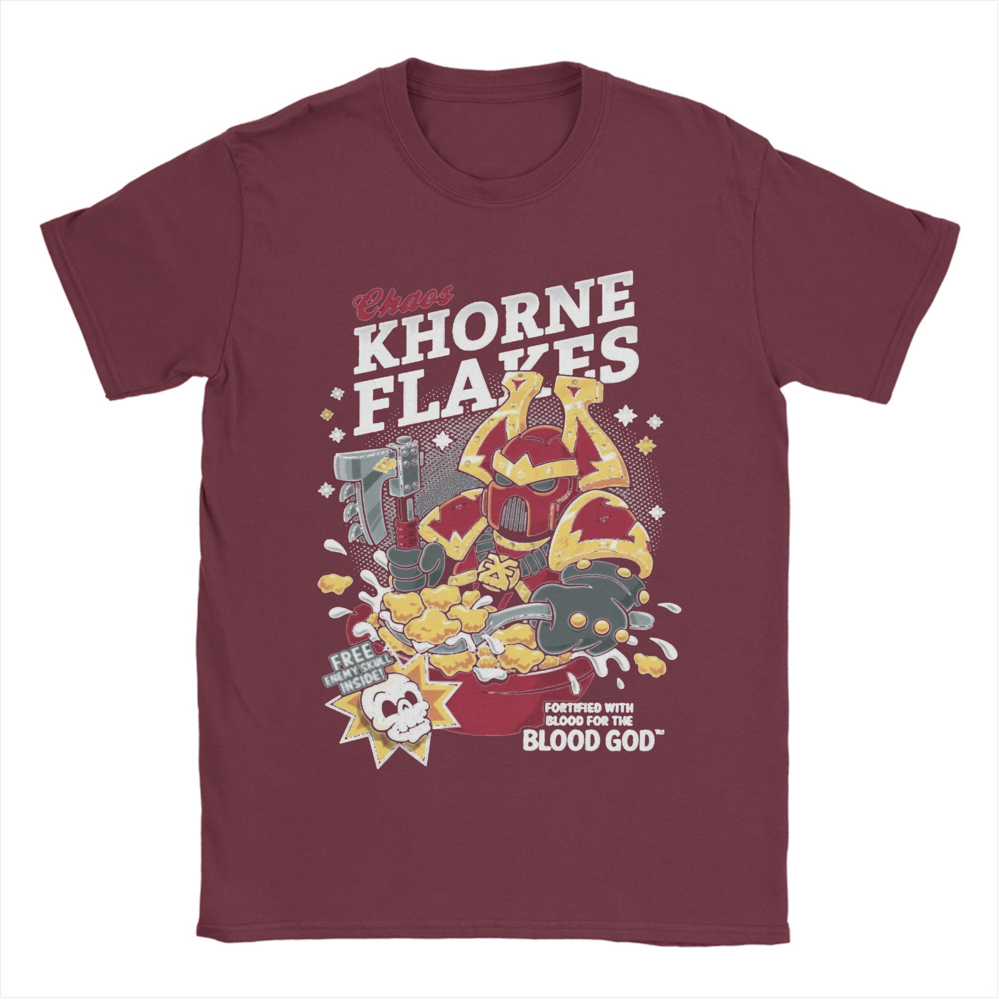

Chaos Khorne Flakes Merch Футболки унисекс Хлопковая футболка Графический принт W-Warhammered 40k Футболка Одежда XXXXXL бордовый