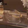 Multi-purpose Storage Basket Ice Bucket with Faux Leather Handle, Thickened Plastic Beer Wine Cooler Handle for Party, Clear Beverage Container