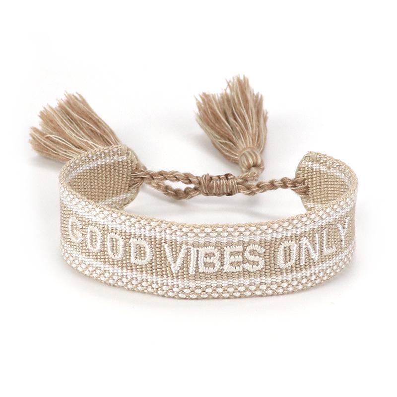 Handmade European Style Embroidered Love Bracelet with Tassels for Girls