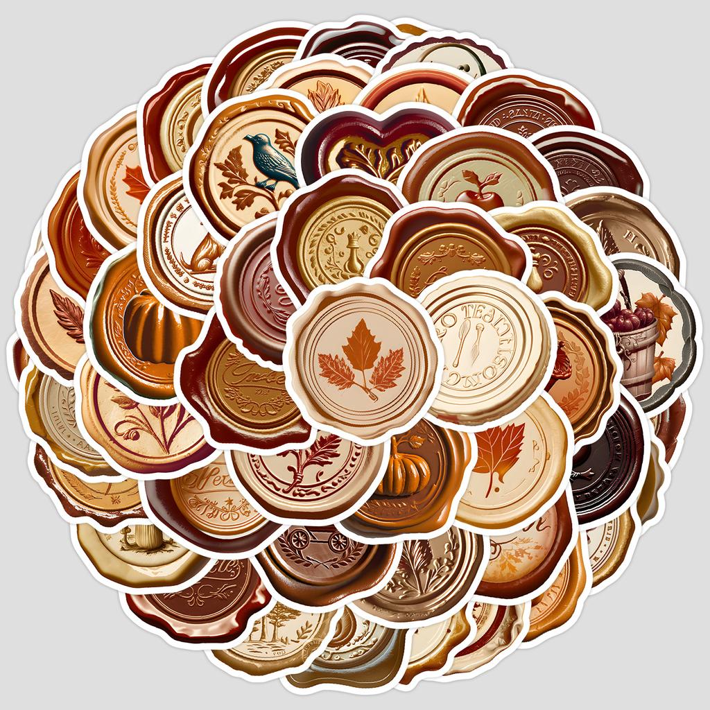 50 Nordic Style Maple Leaf Seals Graffiti Stickers Water Cup Suitcase Waterproof Decoration Stickers Creative Seal Stickers