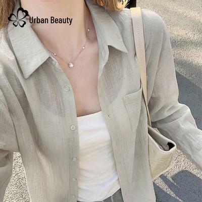 Urban Beauty Damen Sommer Dünn Einfarbig POLO-Kragen Hemd
