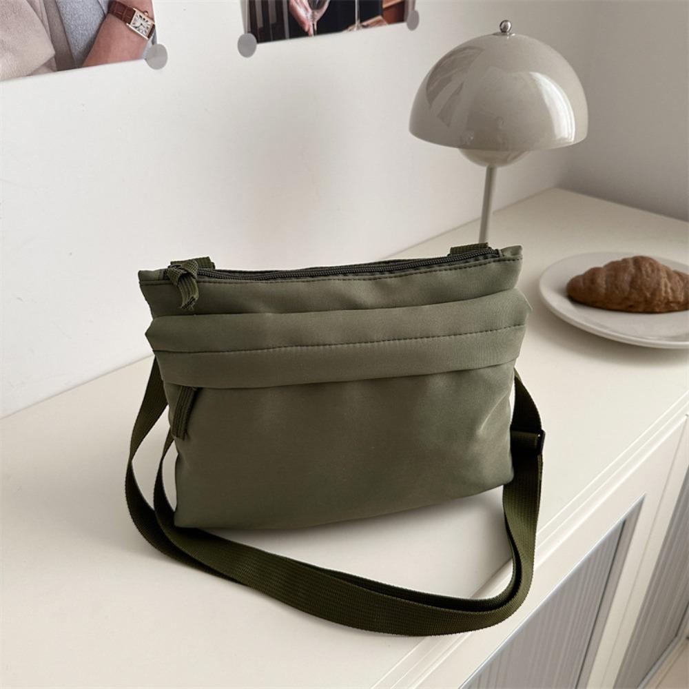 

Large Capacity Nylon Cloth Shoulder Bag Solid Color Crossbody Bag Canvas Messenger Bag Outdoor зелёный